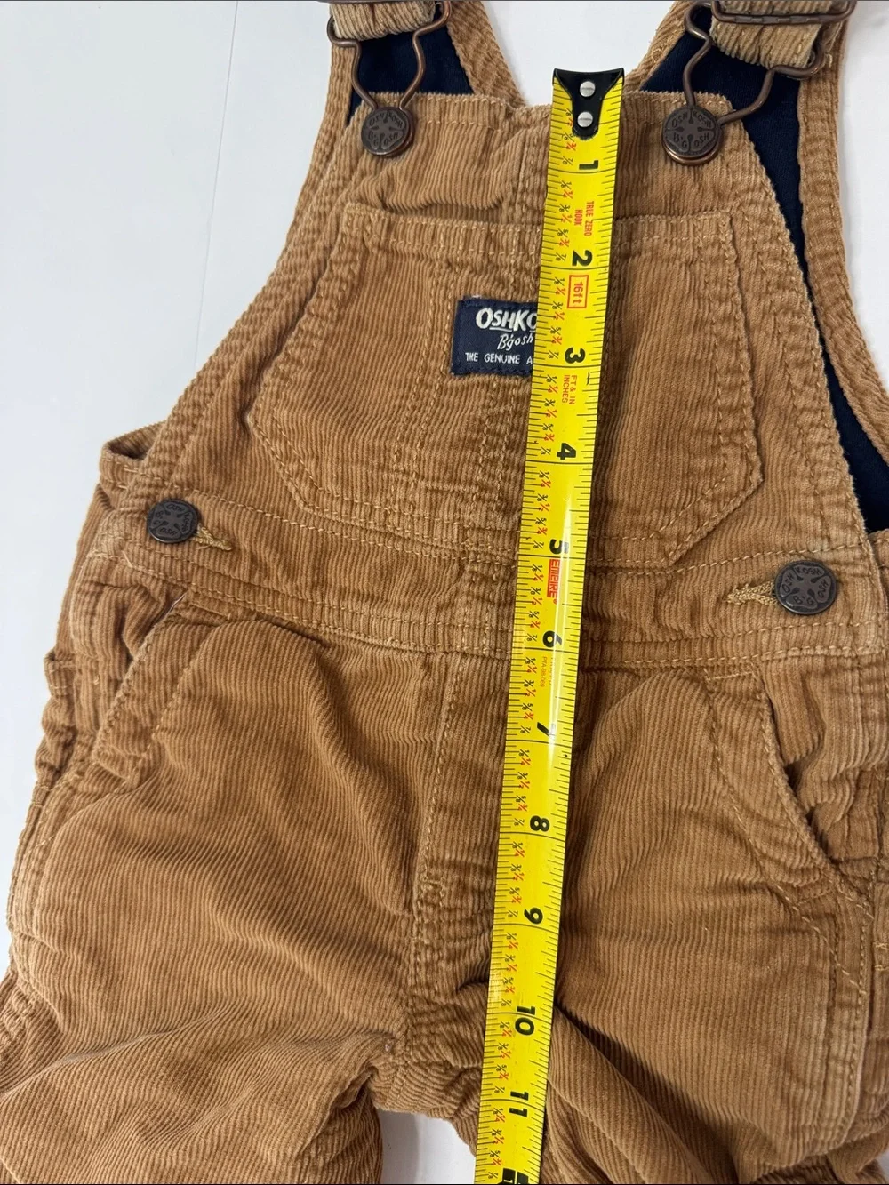 OshKosh B'gosh Tan Corduroy Fleece Lined Kids Overalls- size 12mo